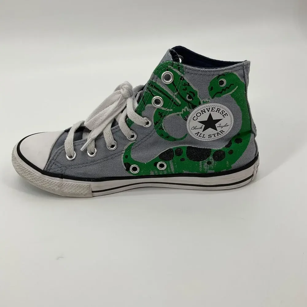 Converse Chuck Taylor All Star Gray‎ Dinosaur Print High Top Toddler Youth 3